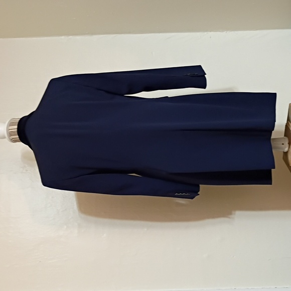 Ralph Lauren Navy Stretch Wool Velvet Collar Long Blazer Jacket Size 10 - Picture 8 of 8